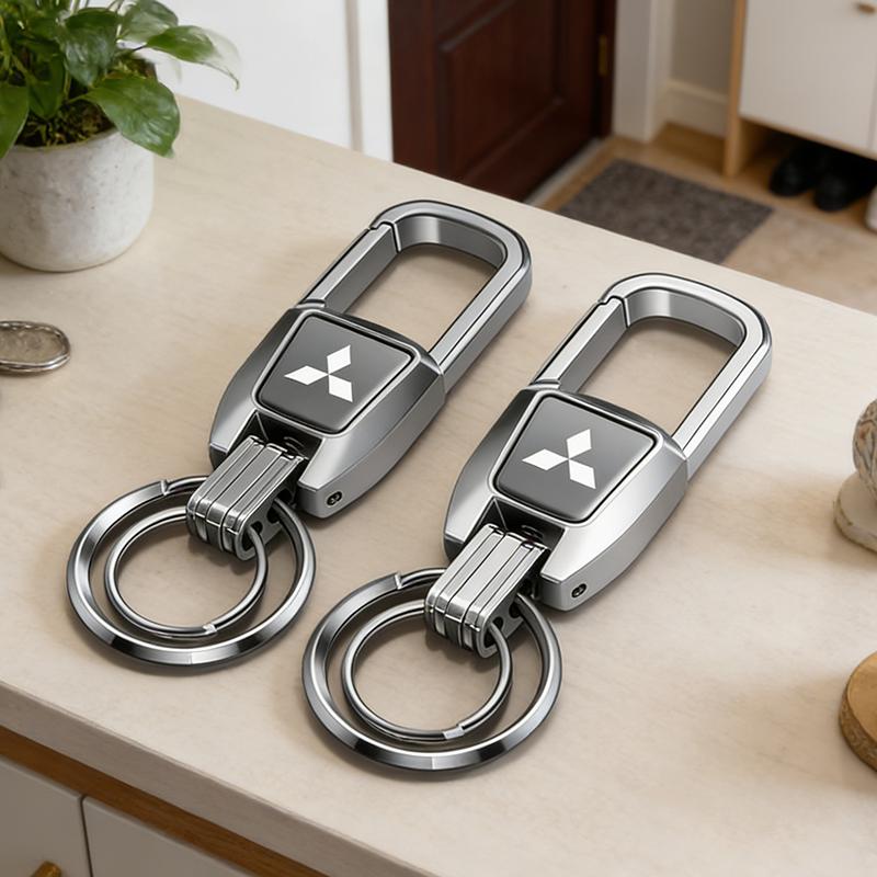 Metal Alloy Car Logo Key Chain Holder for Mitsubishi RALLIART Colt ASX Lancer L200 Pajero Outlander Eclipse Keyring Pandant
