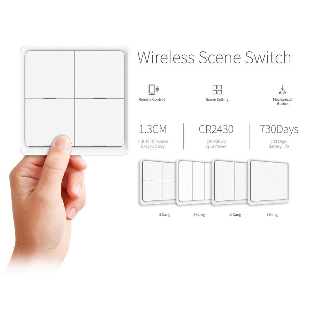 Беспроводной переключатель сцены Tuya ZigBee Smarts, 4 переключателя сценариев банды, 4 клавиши сцены дорожной плиты, переключатель Tuya