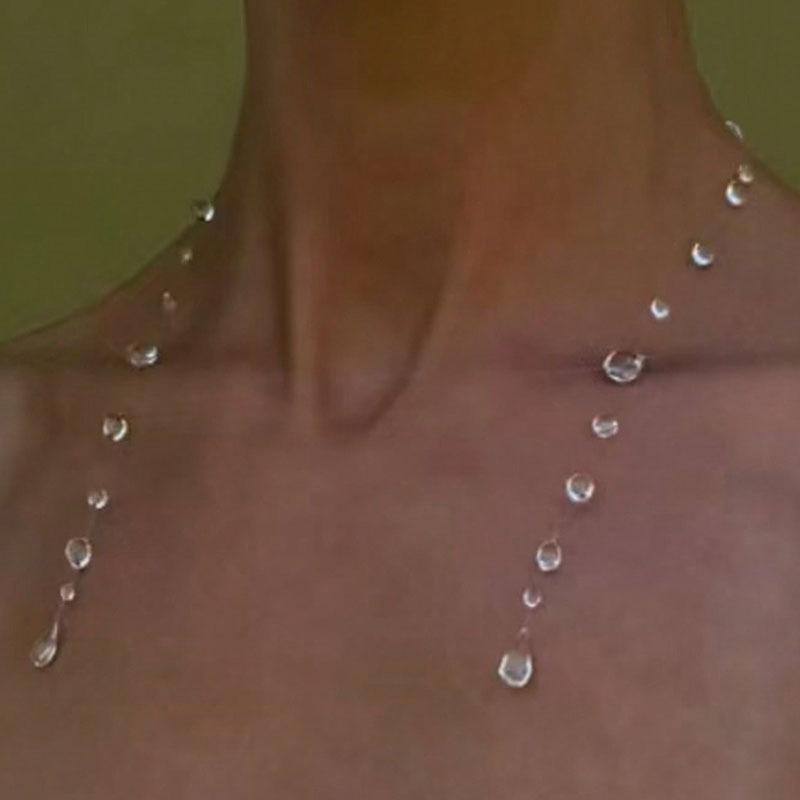 New Fashion Minimalist Transparent Crystal Dewdrop Earrings Niche High-End Unique And Versatile Clavicle Chain