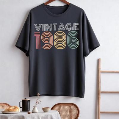 Футболка на 40-летие Винтажная 1986 Футболка 1986 Футболка на День Рождения Подарок на 40-летие для Женщин Хлопковые Топы Высокого Качества Новое Поступление