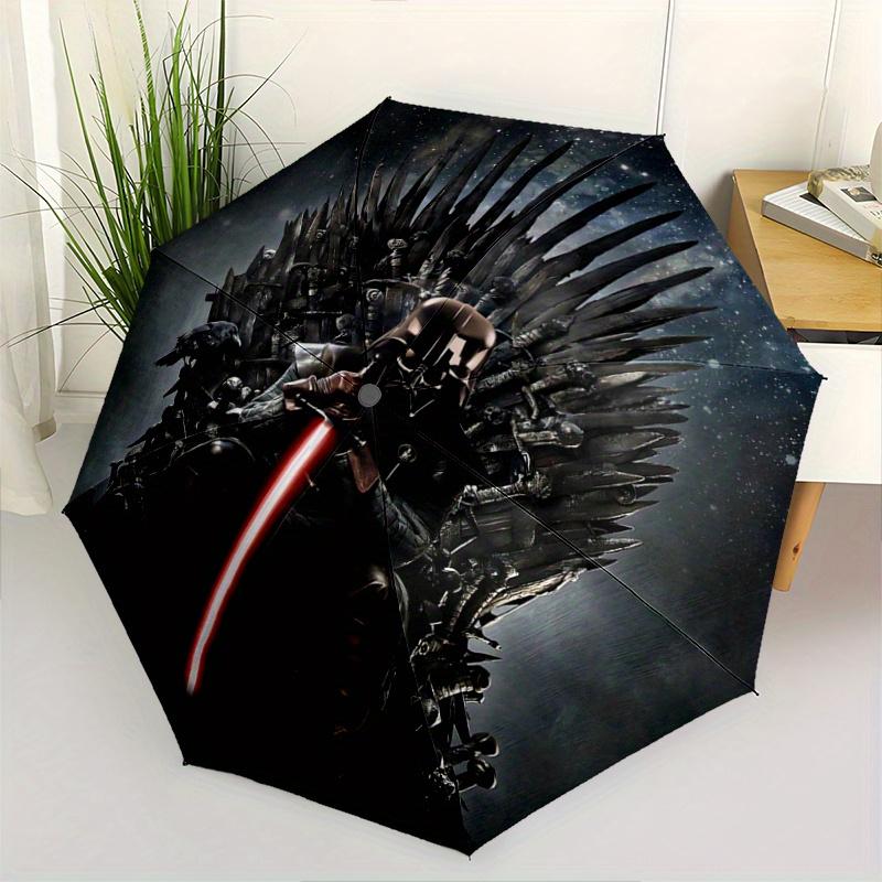 1pc Star Wars Darth Vader Iron Throne Cartoon Umbrella, Portable 3-Fold Compact Umbrella, Suitable for Camping, Hiking and Travel, Ideal Easter Birthd