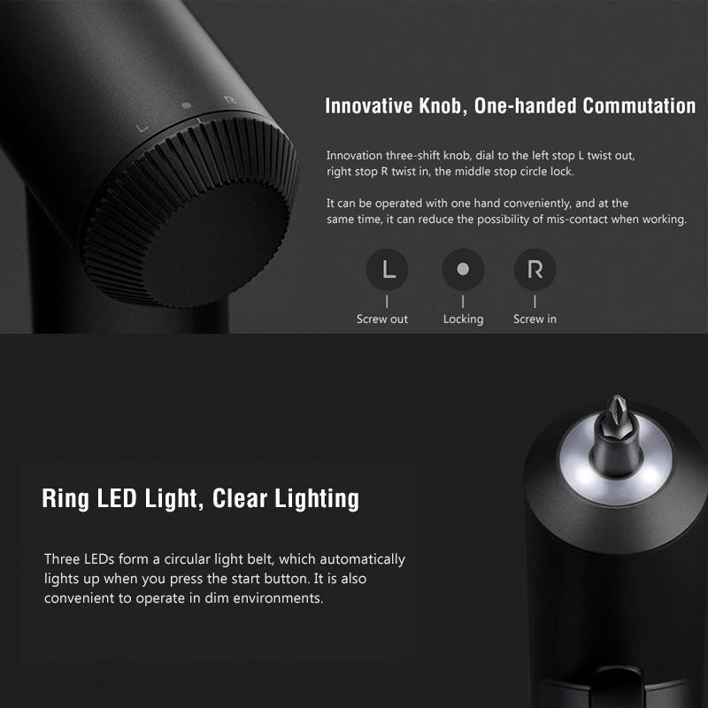 Xiaomi Mijia Cordless Rechargeable Electric Screwdriver Multi-size 3.6V 2000mAh Li-ion 5N.m With 12Pcs S2 Screw Bits For Home