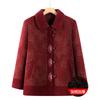 Elderly Women's Autumn and Winter Coat Fleece Thickened Old Lady's Clothes Lapel Winter Cardigan Top