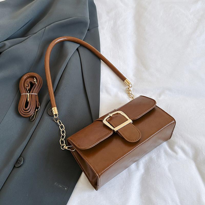 Stylish Pu Leather Small Square Bag For Women 2023 Trend Casual Street Style