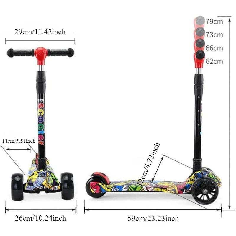 Трехколесный самокат со светящимися колесами для детей 2-в-1 Сидячий/стоячий Детская игрушка Самокаты с откидным сиденьем и регулируемой высотой