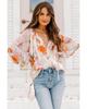 Azura Exchange Abstract Print Split Neck Puff Sleeve Blouse