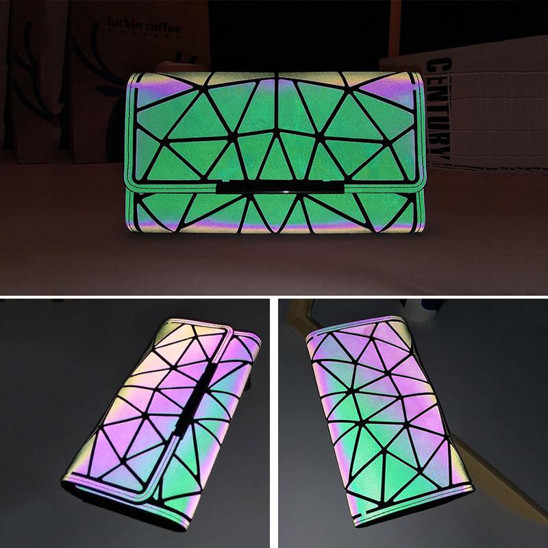 Women Wallet Clutch Female Long Noctilucent Purse Geometric Zipper Glowing Phone Wallet Ladies Fashion Luminous Clutch
