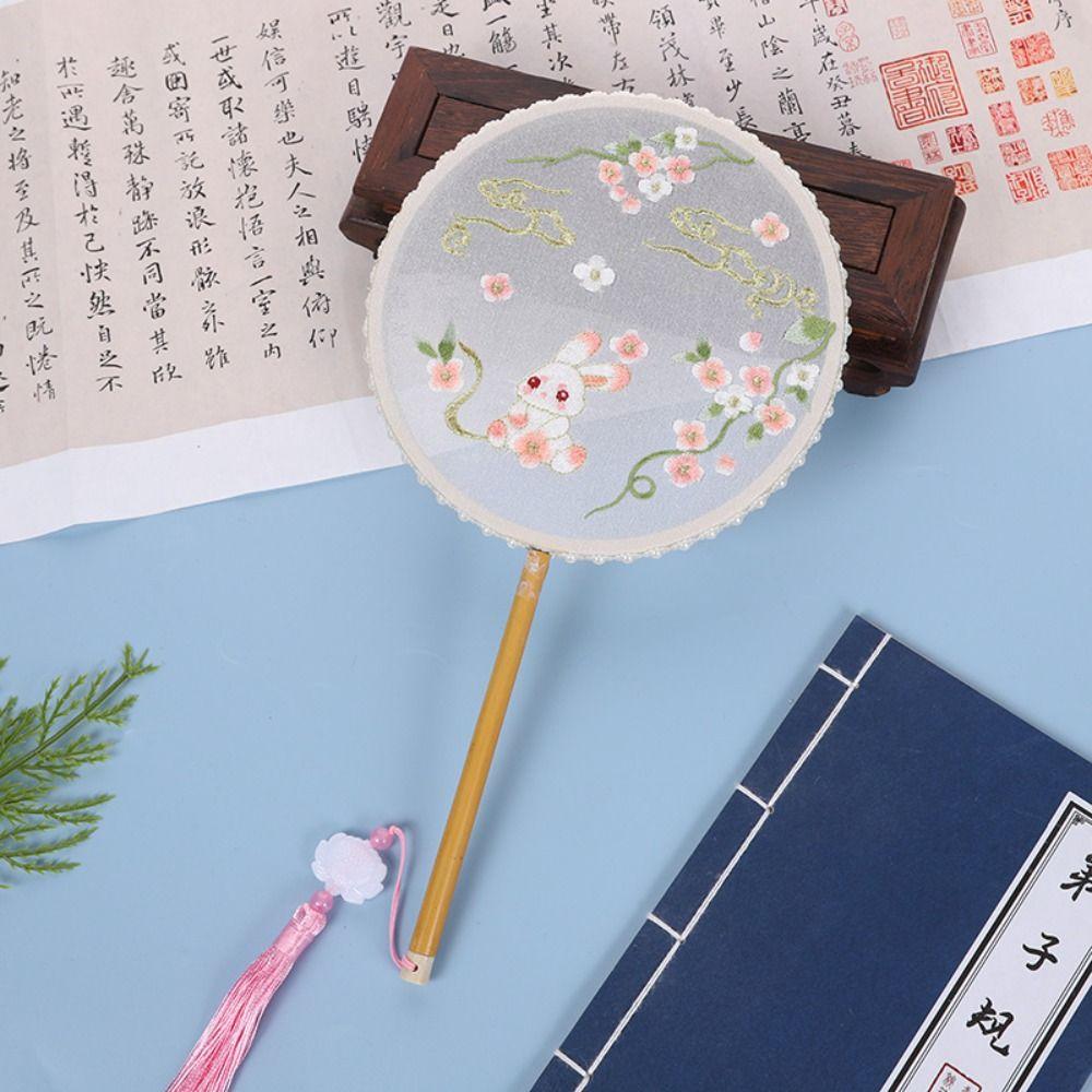 Вышитый круглый веер классический ручной веер аксессуары для вечеринок и танцев шелковый веер для женщин