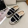 Модные новые шлепанцы Баотоу Весенняя мода Круглый носок Глубокий вырез Тканевая поверхность Мягкая подошва Противоскользящие Износостойкие Туфли на плоской подошве