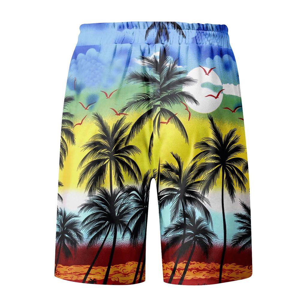 Men's Fashion Printed Strapped Hawaiian Beach Fit Sport Casual Shorts Pants