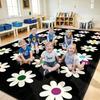 Kids Daisy Flower Area Rug Colorful Center Print Non-Slip Washable Floor Mat for Nursery Playroom Classroom Indoor Home Decor