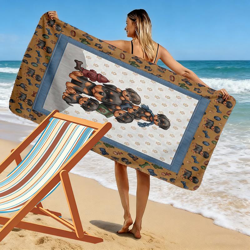 Cute Animal Puzzle Print Beach Towel, Large Soft Quick Dry Towel for Beach Camping Swimming