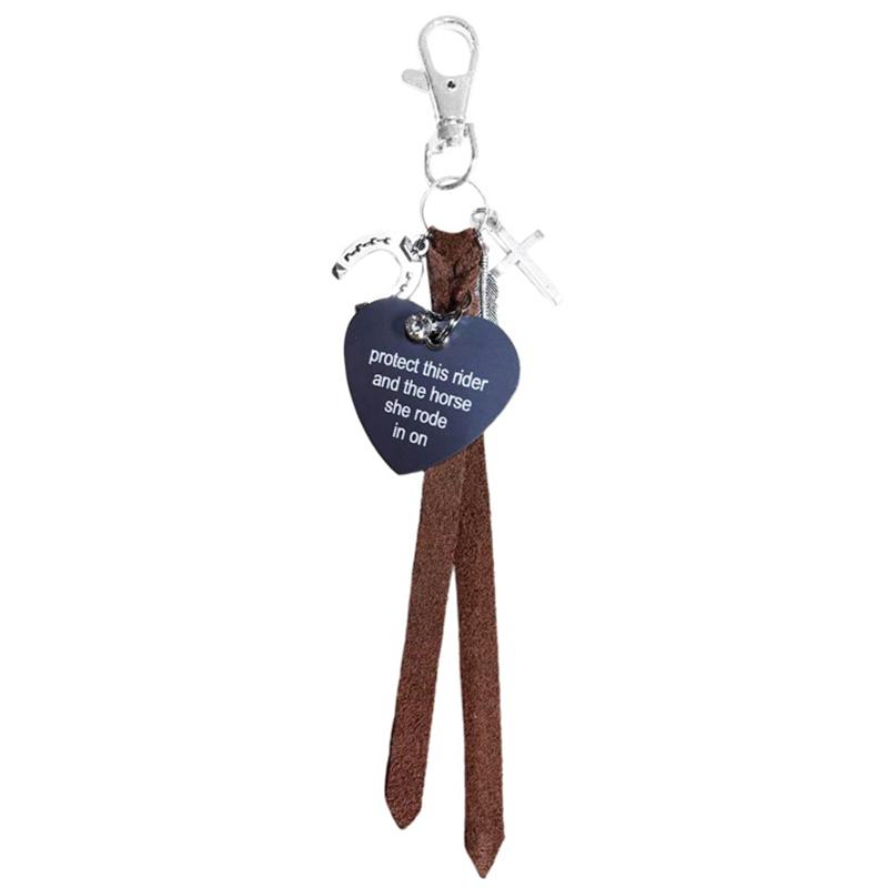 Protect This Rider And The Horse She Rode In On-Saddle Charm Fashionable Keychain Saddle Heart Charm Equestrian Riding Gift
