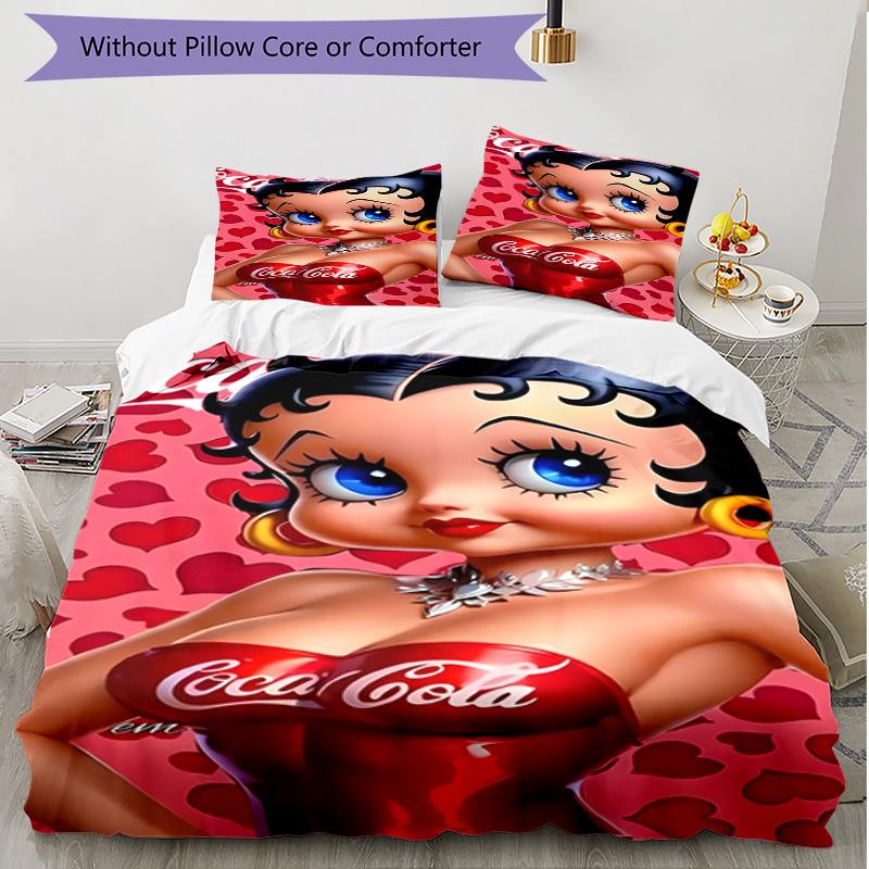 3pcs Duvet Cover Set (1*Duvet Cover + 2*Pillowcase, Without Core), doll Print Soft All‑Season Bedding Set, Home Bedroom Decor Gift