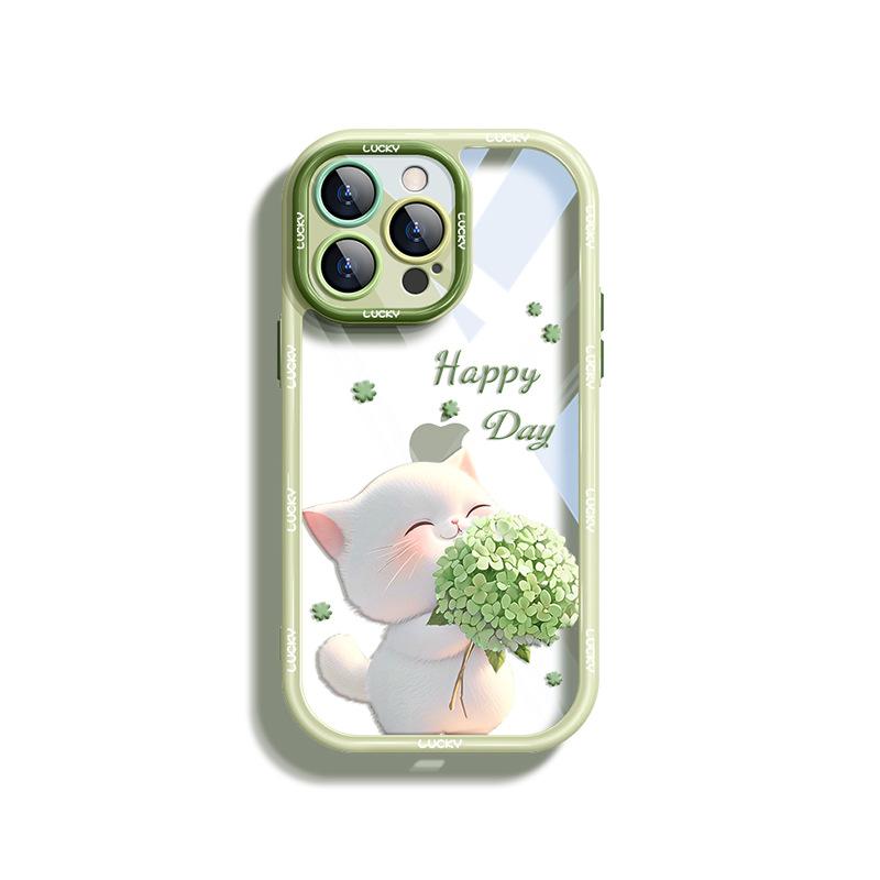 Подходит для чехла для мобильного телефона Apple 15 Летний Iphone14 Милый кот 13pro Прозрачный Противоударный 12/11 Полная защита