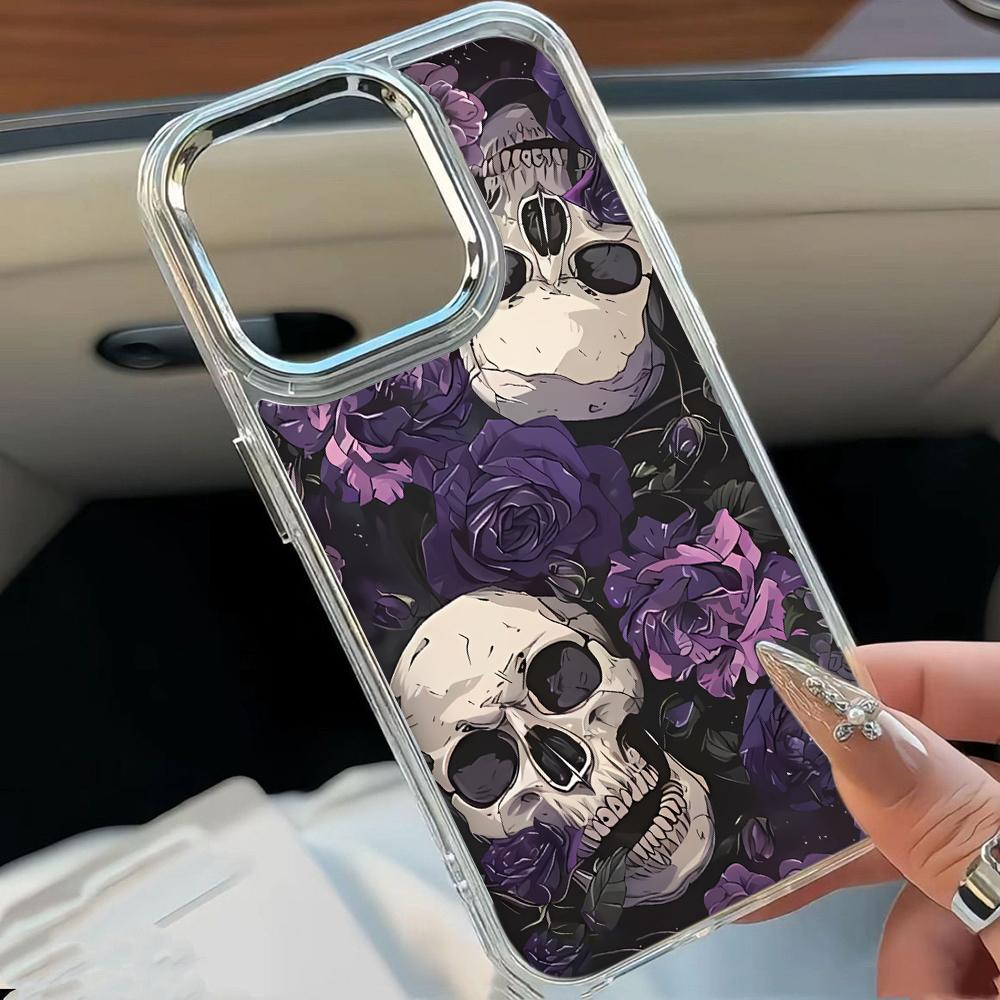 Фиолетовый Розовый Череп Чехол для Телефона Для Iphone 17 12 15 Plus 16 Pro Max 11 13 14 17E 16E Ultra Защита от Отпечатков Пальцев Мягкий Защитный Чехол