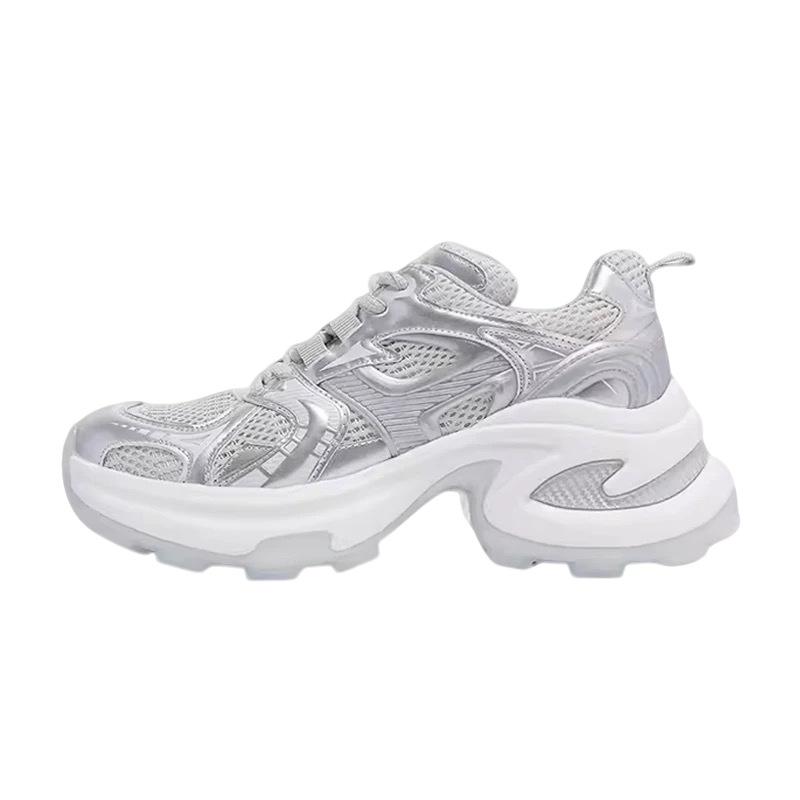 Сетчатые папины кроссовки женские летние новые на толстой подошве-маффин увеличивают рост и стройнят, легкие повседневные спортивные туфли