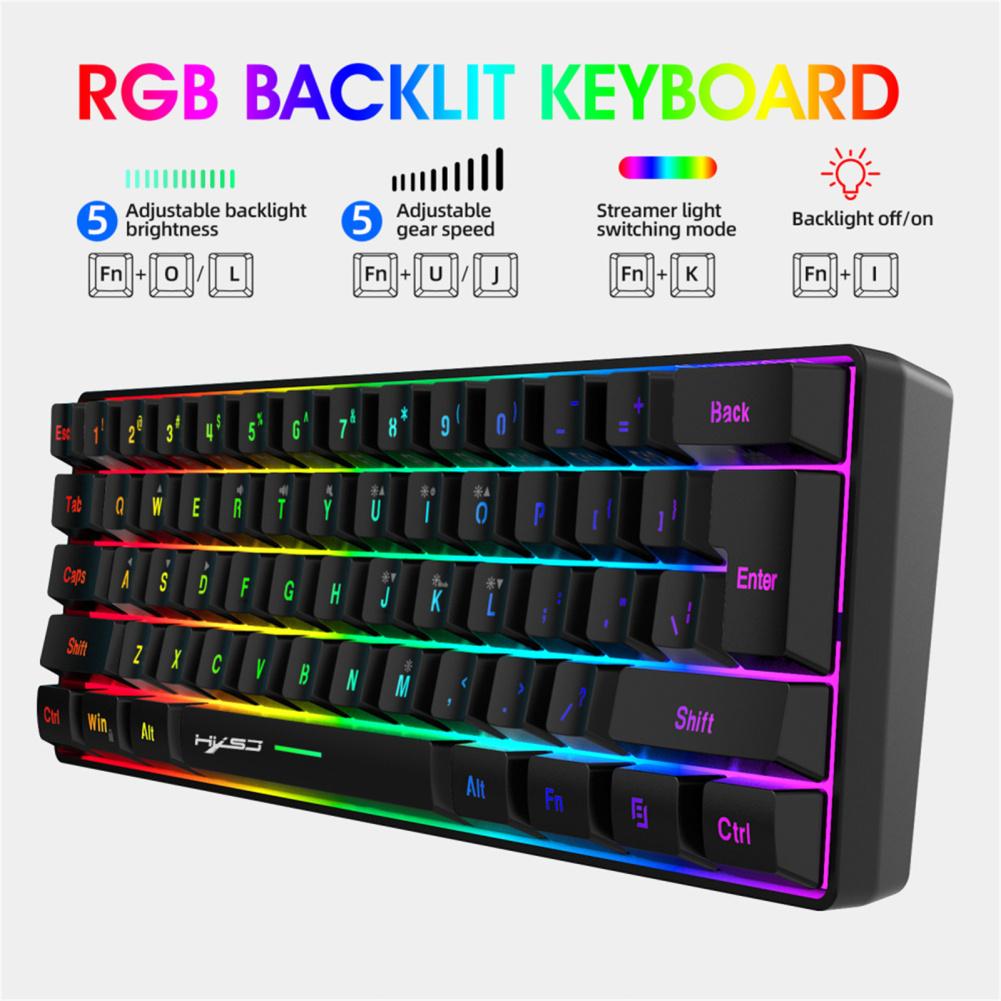 V700 игровая клавиатура с цветной подсветкой механическая 61 клавиша портативная проводная офисная клавиатура ультра тихая клавиатура для ноутбука ПК
