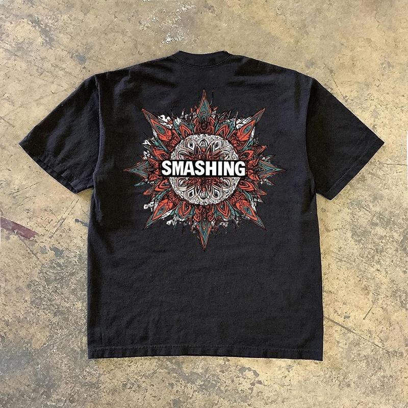 Loose Fit Cotton Tshirt Retro Style Short Sleeve Double Thread Pure Cotton Unisex Printed Graphic Tee Casual Summer Top