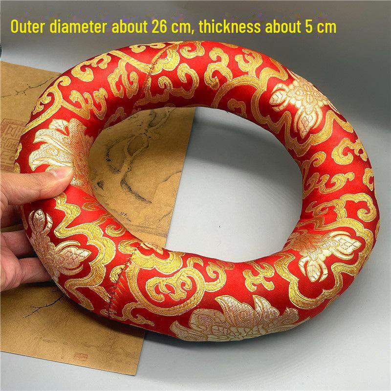 Непальская поющая чаша-подушка из хлопка ручной работы с медным колокольчиком