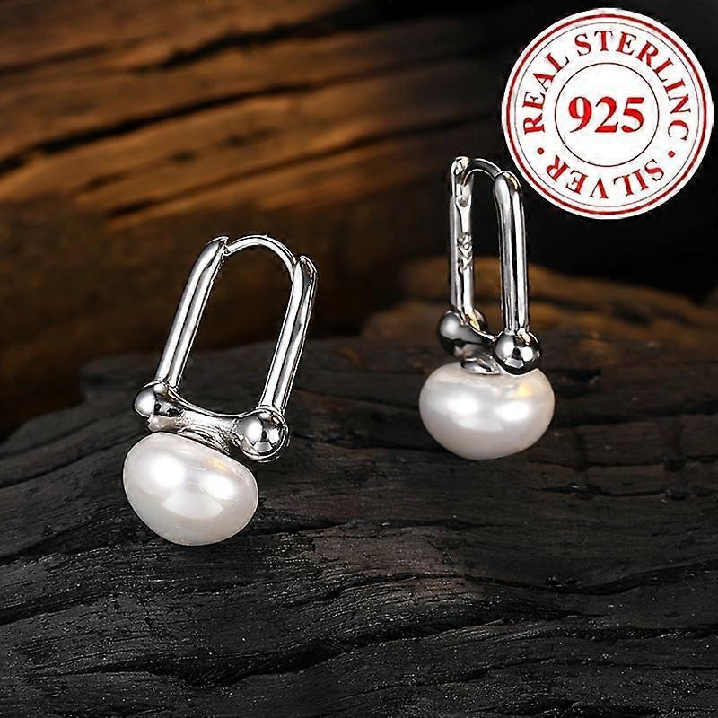 Elegant Freshwater Pearl Hoop Earrings in Hypoallergenic 925 Sterling Silver - Chic Luxury Gift for All Occasions