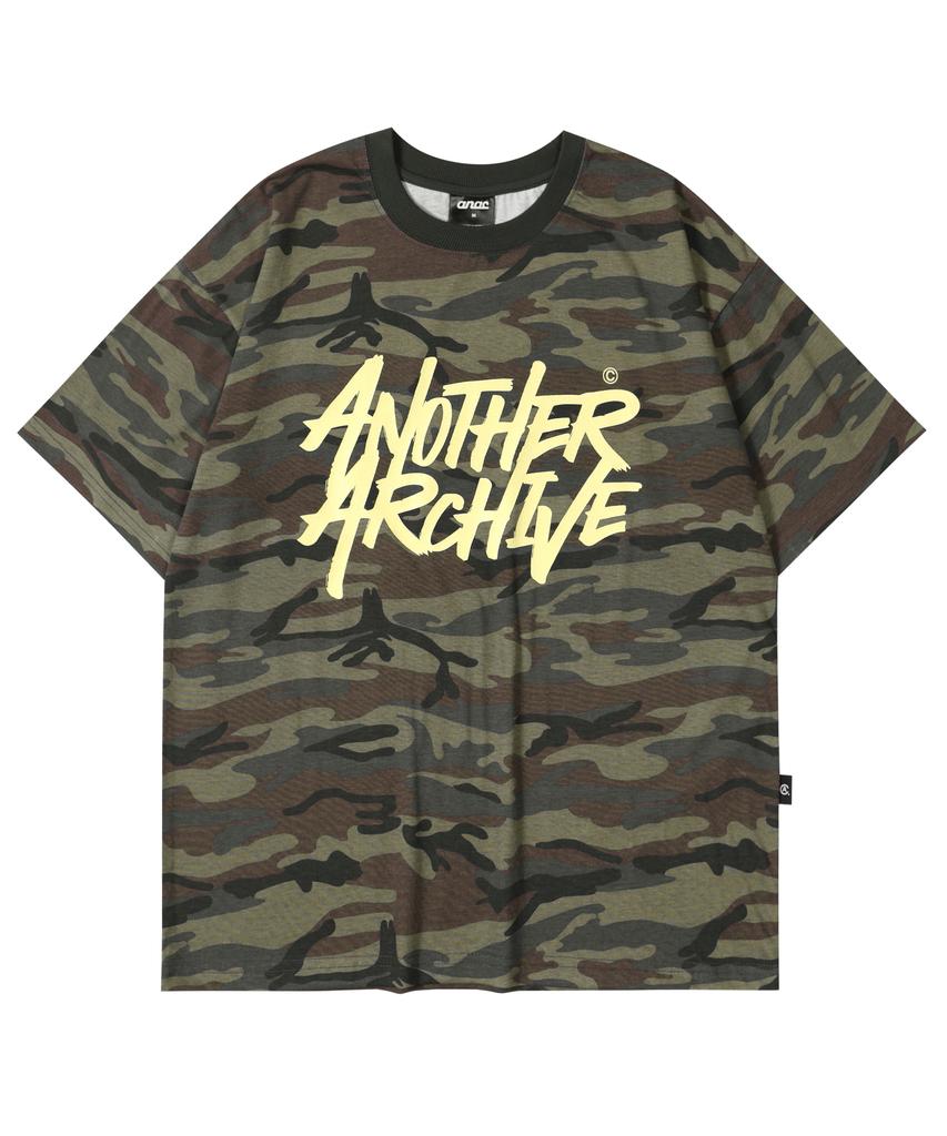 ANOTHER ARCHIVE Camouflage Graffiti Logo Short Sleeve T-Shirt_Khaki