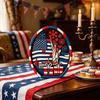 Патриотический centerpiece на стол 4 июля Деревянный флаг Америки Статуя Свободы Стоячий знак на День Независимости Сельский многоуровневый поднос Декор
