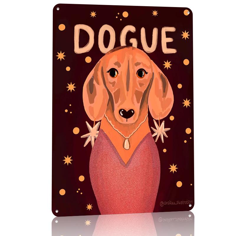 Dachshund in Vogue Personalized D Textured Metal Poster Wall Art Vintage Tin Signs for Home Decor Luxury Decoration Home House