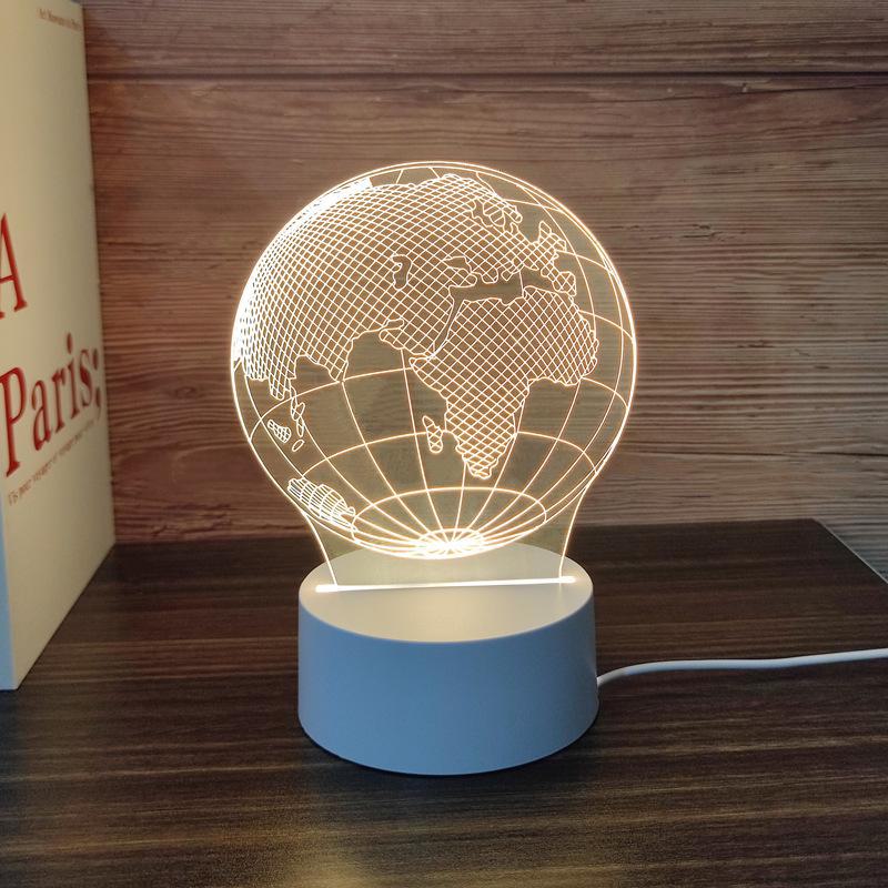 3D-светодиодный ночник: Креативный прикроватный светильник для защиты глаз в спальне, питание от USB, энергосберегающий, идеально подходит для общежитий и девочек.