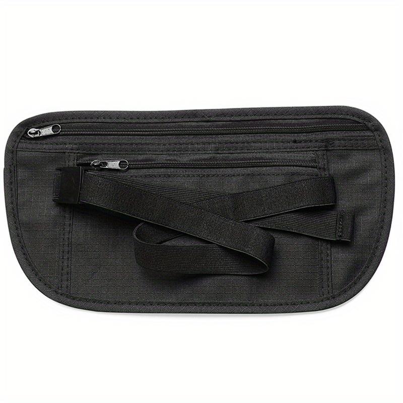 Unisex Travel Waist Pouch Passport Money Belt Bag Hidden Security Wallet Black Zippered Waist Security Pouch