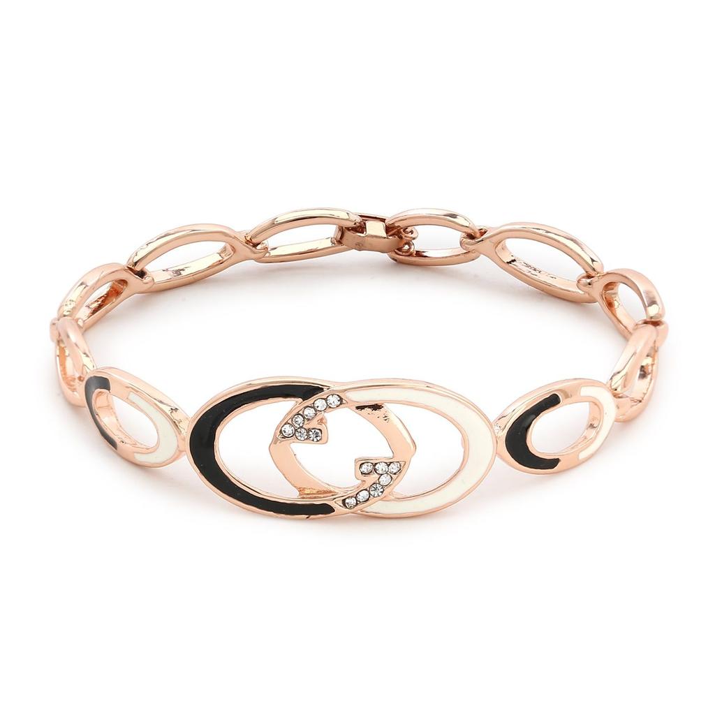 Женский браслет Estele Rose Gold с черно-белой эмалью