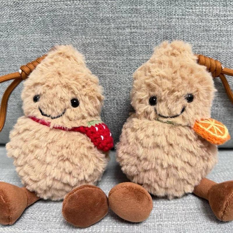 Jelly Cat Cute Peanut Plush Doll Pendant Strawberry Orange Bag Doll Accessories Plush Toy Super Soft Girls Holiday Gift