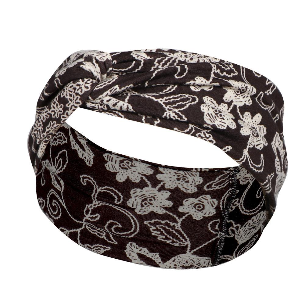 DX~~~ New Wide Brimmed Crossover Headband Lady's Bohemian Print Knitted Headband Sweat-wicking Bandana Sports Yoga Headband