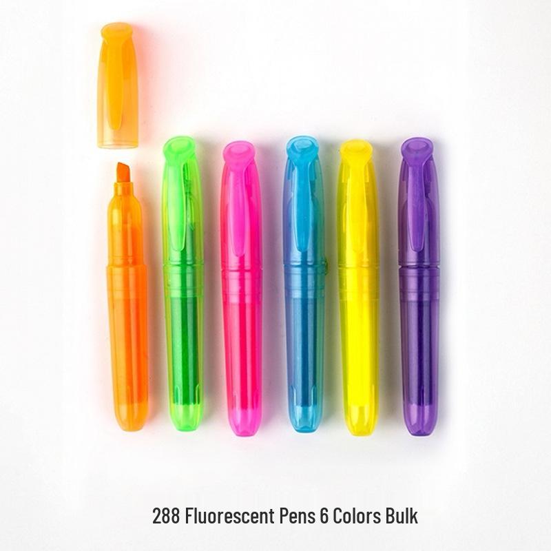 Fluorescent Marker Pen for Highlighting, Doodling, and Line Marking - Single-Headed, Multicolored