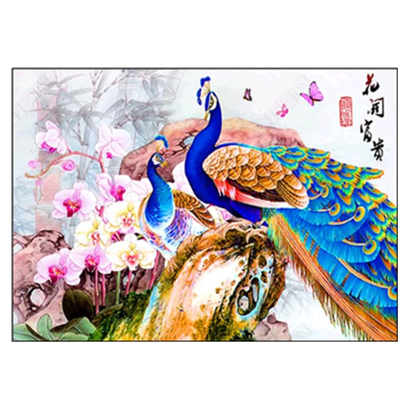 5D DIY Алмазная картина Полная круглая Алмазная вышивка Мужской и Мужской Павлин Вышивка крестом
