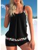 New High Quality, Comfortable, Sexy Women's Colorful Spotted Leopard Print Swimwear Vest Shorts Two Piece Set S-6XL