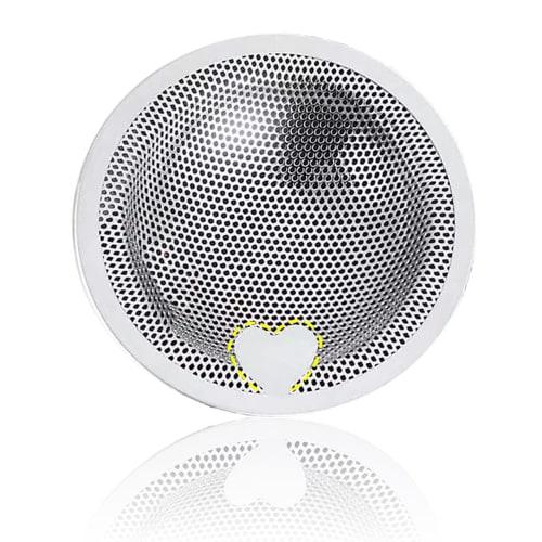 Stainless steel drain and waste catcher for modular baths, with heart-shaped handle, hair catcher, diameter: 7.8-10.2 cm (Large size (suitable for siz