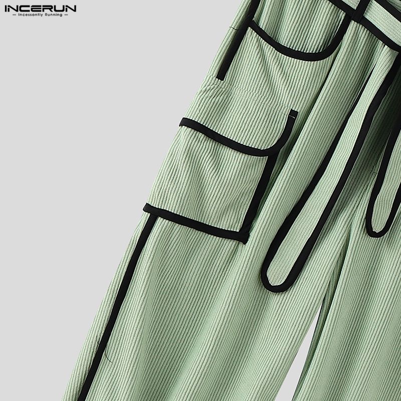 INCERUN Осень Весна Мужские Повседневные Вельветовые Штаны-Гаремы на Молнии с Отстрочкой на Талии