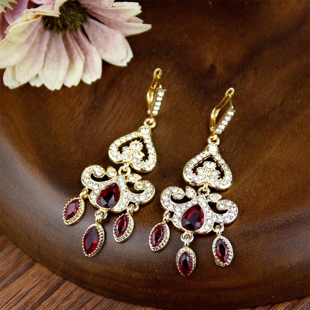 Серьги с подвесками золотого цвета в стиле сердца для женщин, свадебные украшения, серьги с кристаллами