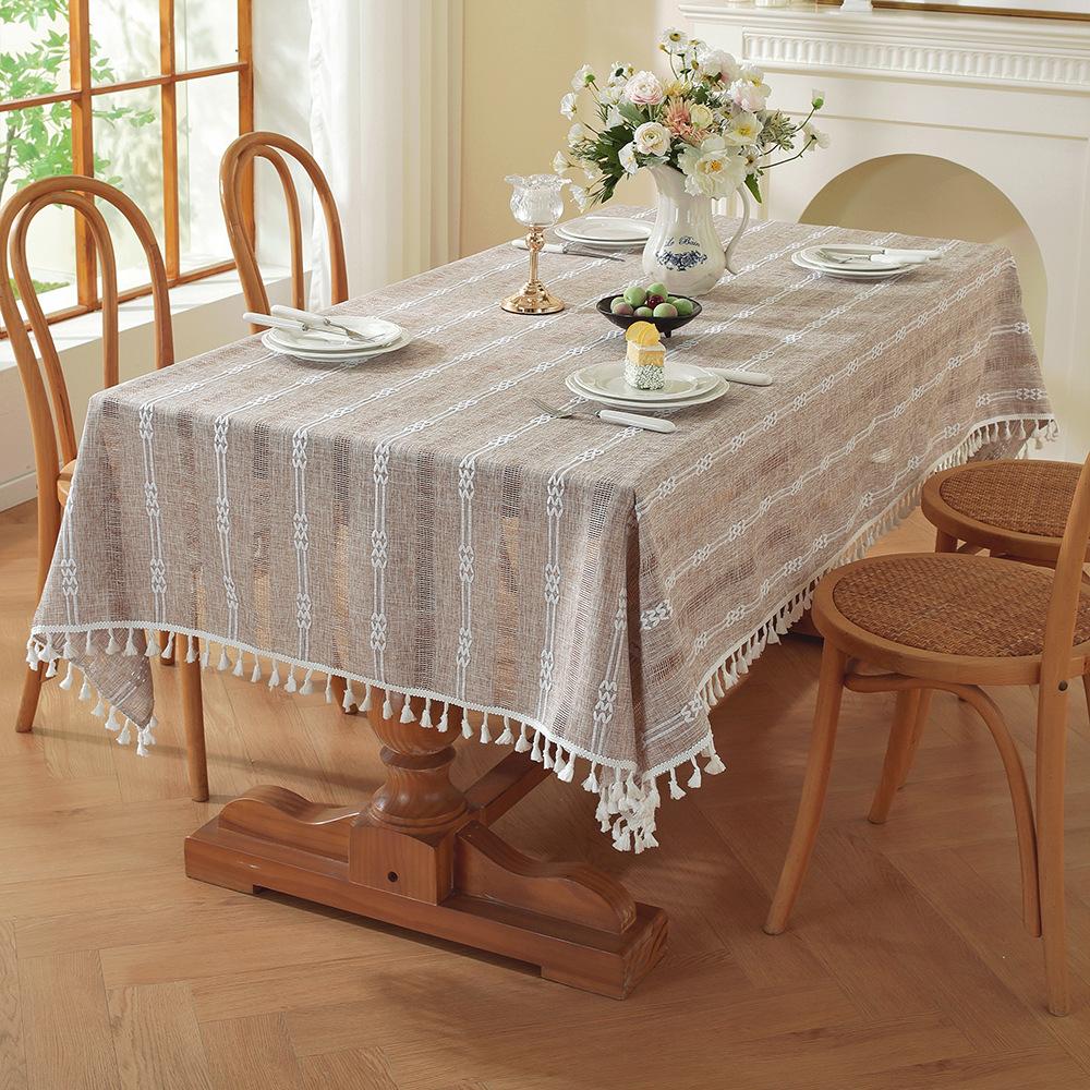 Nordic Hot-Selling Miss Wind Dining Table Tablecloth Imitation Cotton And Linen Coffee Table Cloth Rectangular Hollow Model Jacquard Tablecloth Cover
