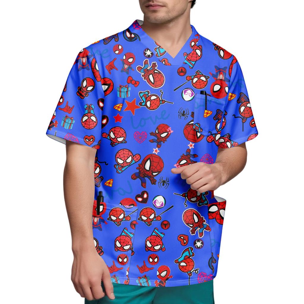 Мужской топ с коротким рукавом и V-образным вырезом с принтом нагрудного кармана