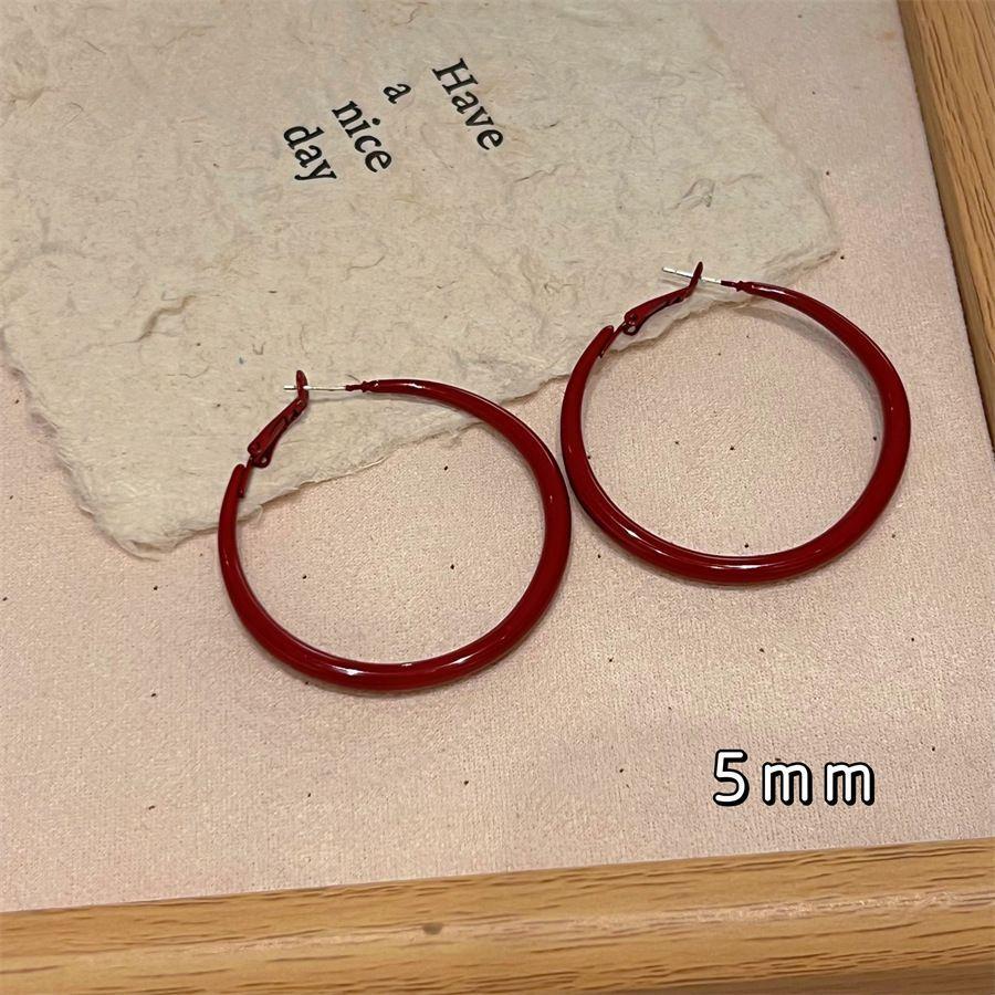 Красные большие круглые серьги-кольца для женщин, модные простые гиперболические геометрические круглые украшения, подарок Brincos