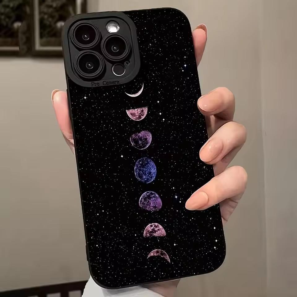 Moon Phases with Botanical Leaves Art Phone Case for iPhone 17 16 15 14 13 12 11 Series Pro Max Plus Double Layer Protection