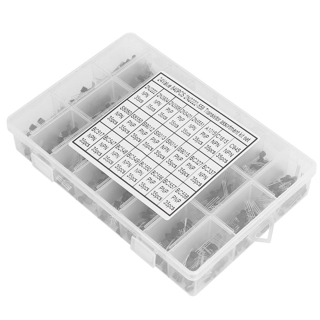 840 шт. транзисторов InLine TO92 NPN малой мощности транзисторы комплект коробка 2N2222ABC558