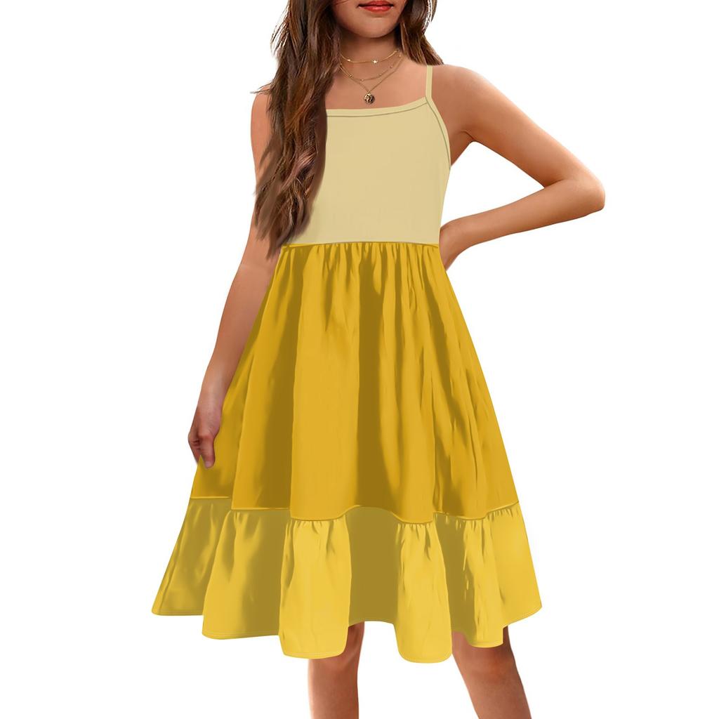 The Summer Children Condole Printed Sleeveless Cute Princess Leisure Dresses Of The Girls