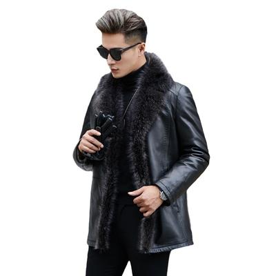 Мужская меховая куртка из меха енота средней длины, универсальная мужская куртка из натуральной кожи, мужская шуба из меха