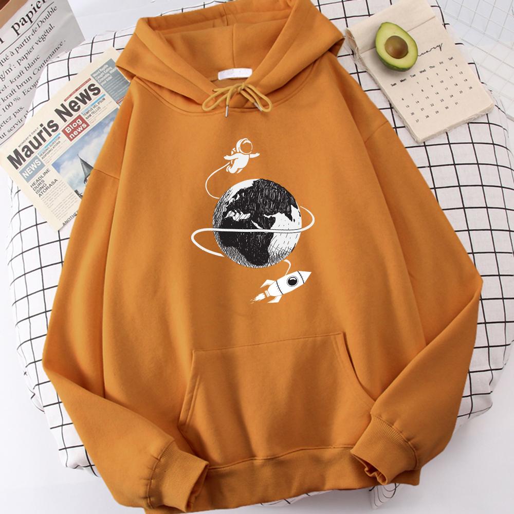 Astronaut Spaceship Lunar Surface Print Hoodie For Men Street Fleece Hoody Hipster S-Xxl Sweatshirt Hip Hop Quality Tracksuit