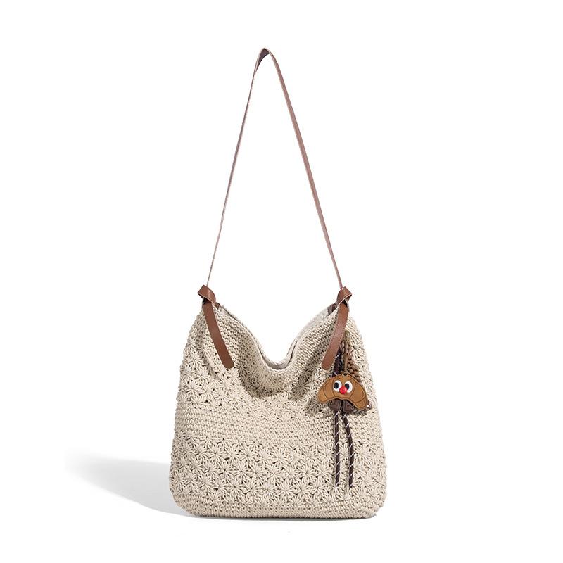 Wax Rope Artistic Woven Fashion Bag Crossbody Bag for Women Versatile Shoulder Bag Bucket Bag Vacation Style Beach Bag