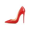 Fashion FHC New Rivets High Heels,Women Pumps,Sexy Satge Shoes,Pointed Toe,Side Shallow Out,Black,Nude,Red,Big Size,34-45,Dropship