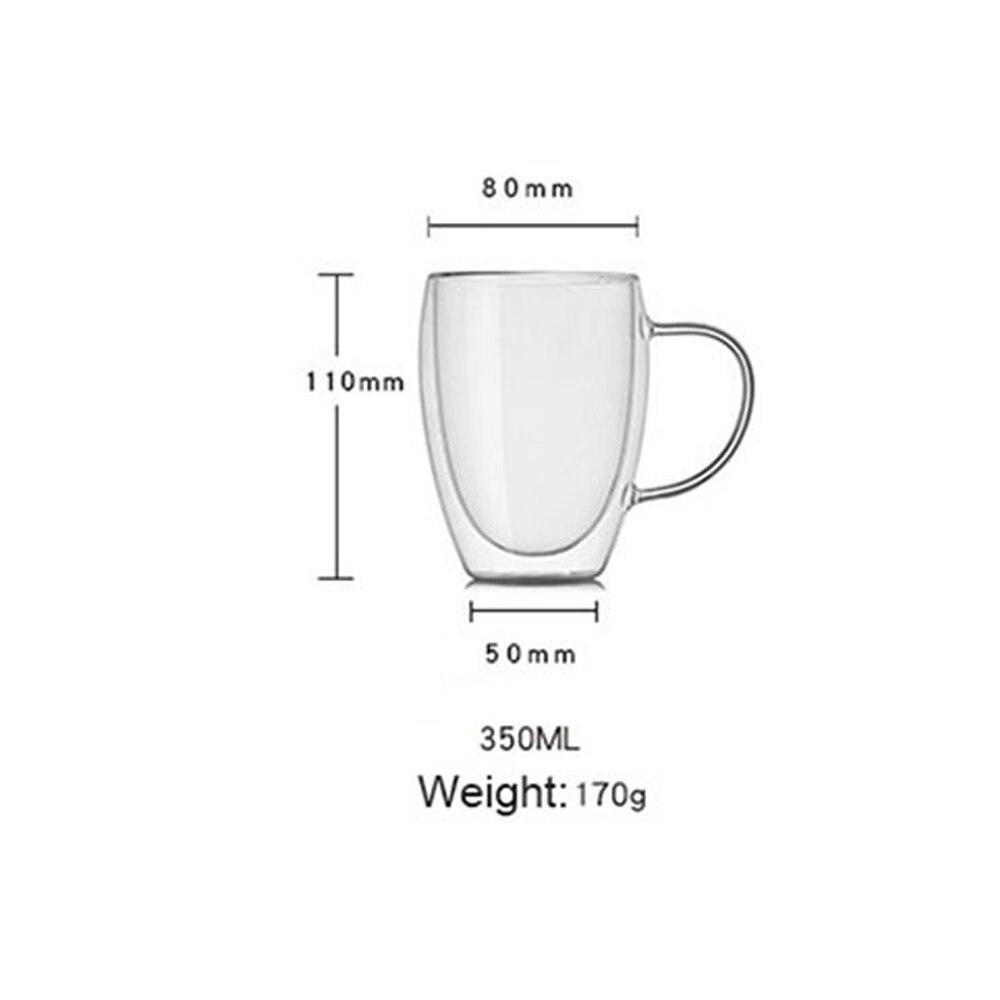 2 шт., стеклянная чашка с двойными стенками, чашки для пива, кофе, в форме сердца, термостойкая, противоожоговая ручка, кружка для напитков, чайные кружки, прозрачная посуда для напитков
